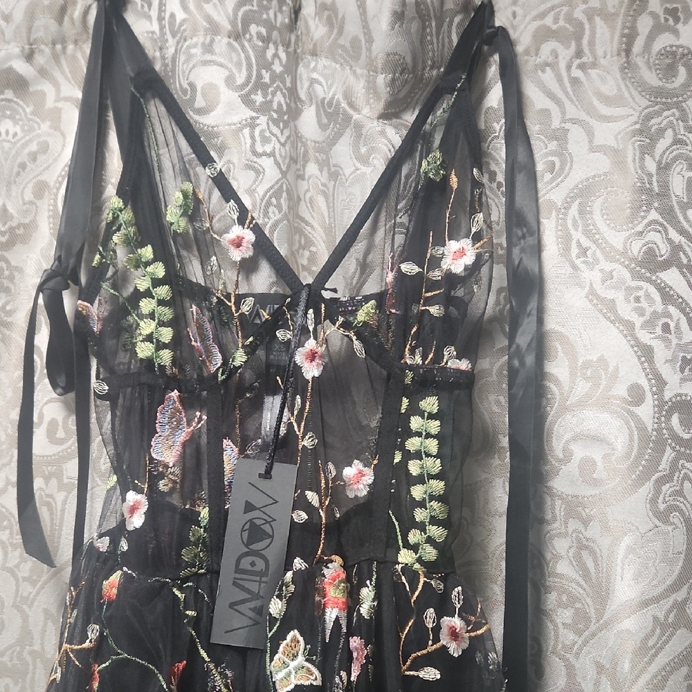 Black Sheer Floral Dress